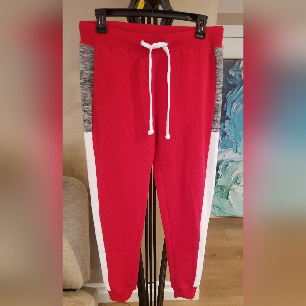 Fashion Nova Red and Gray Joggers